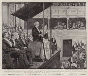 La Asociación Británica en Liverpool, Sir Joseph Lister dando su discurso